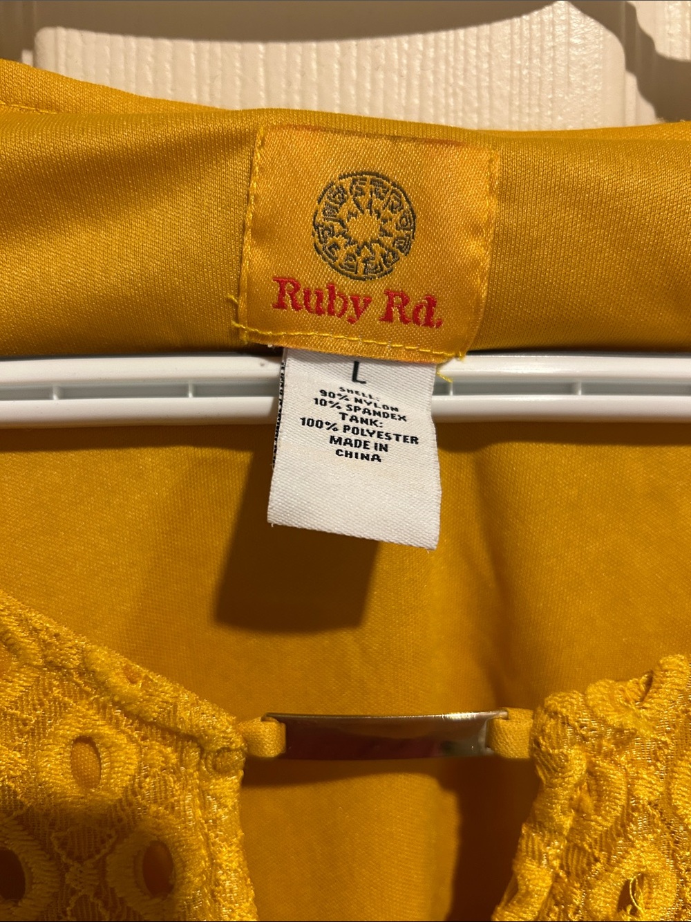 Ruby Rd. Mustard Crochet Lace Keyhole Tunic - Picture 2 of 5